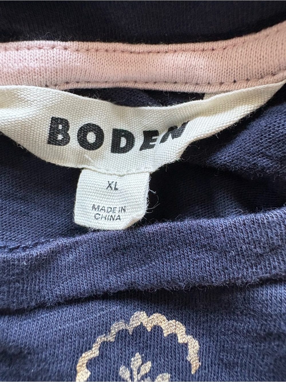 Boden Navy Blue Patterned Crew Neck Shirt - Picture 2 of 5